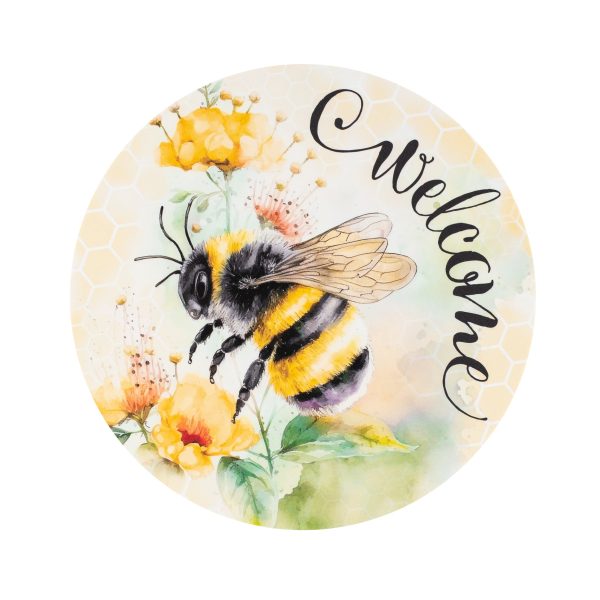 8.5  Round Waterproof Sign: Watercolor Welcome Bee For Discount