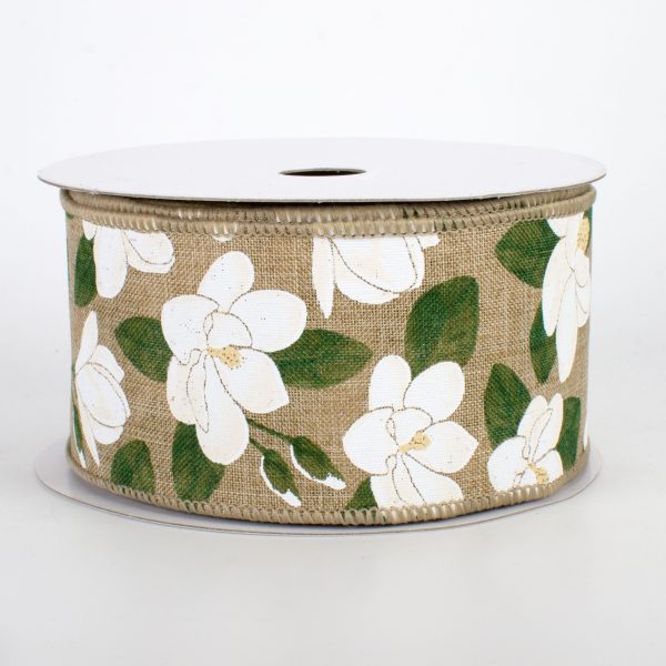 2.5  Magnolia Ribbon: Light Beige (10 Yards) Discount