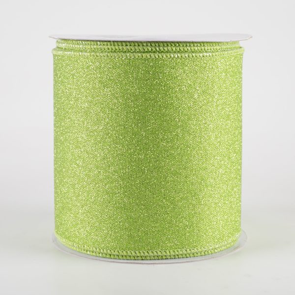 4  Fine Glitter on Royal Ribbon: Light, Fresh Green (10 Yards) Hot on Sale