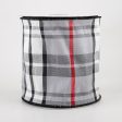 4  Plaid Faux Dupioni Ribbon: Grey, White, Black, Red (10 Yards) Online Sale