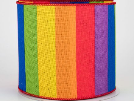 4  Horizontal Bright Rainbow Ribbon (10 Yards) Sale