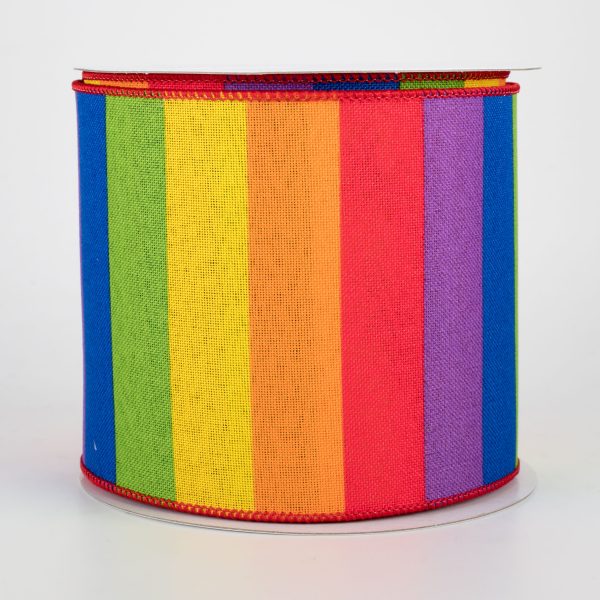 4  Horizontal Bright Rainbow Ribbon (10 Yards) Sale