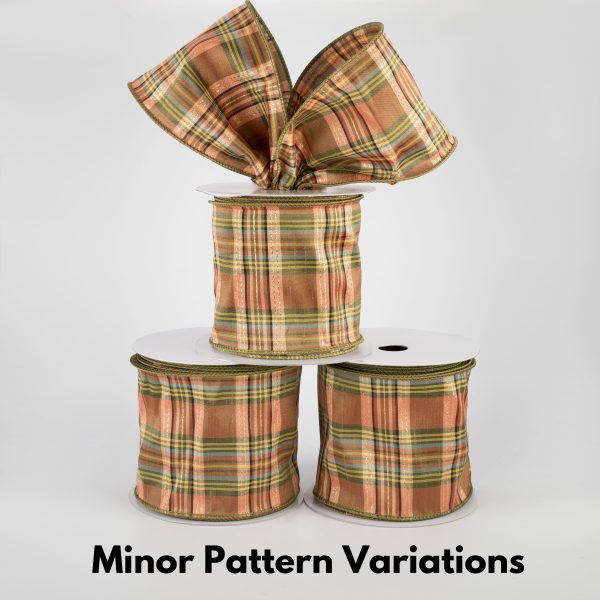 4  Plaid Faux Dupioni Ribbon: Beige, Olive, Gold (10 Yards) For Discount