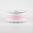 1.5  Scalloped Edge Ribbon: White & Light Pink (10 Yards) Online Sale