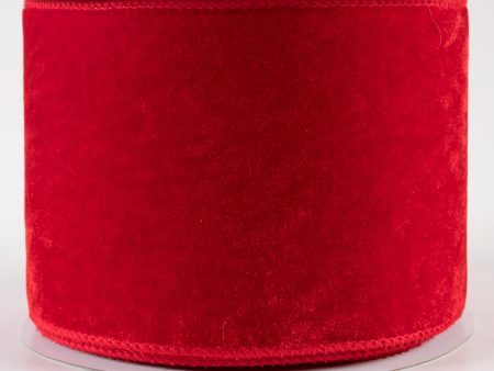 4  Deluxe Velvet Satin Backing Ribbon: Red (10 Yards) Sale