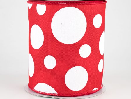 4  Giant Three Size Polka Dot Ribbon: Red & White (10 Yards) Fashion