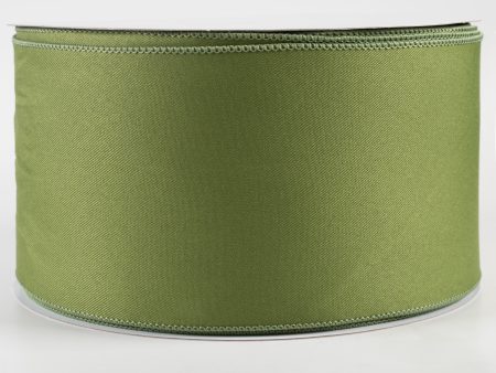 4  Diagonal Weave Fabric Ribbon: Moss Green (50 Yards) Online Hot Sale