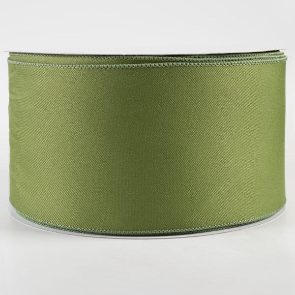 4  Diagonal Weave Fabric Ribbon: Moss Green (50 Yards) Online Hot Sale