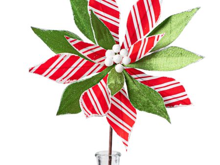 22  Stripe Poinsettia Stem: Red, Green, White Sale