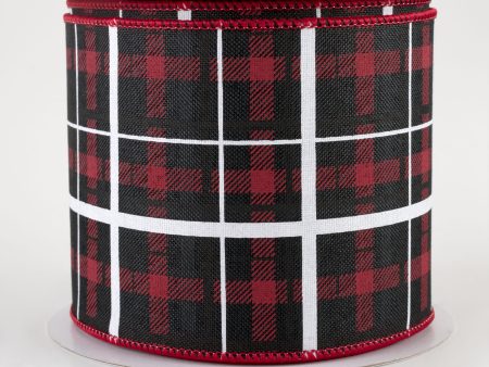 4  Print Plaid Ribbon: Black, Red, White (10 Yards) Online now