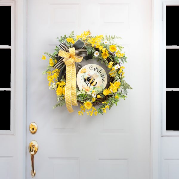 8.5  Round Waterproof Sign: Watercolor Welcome Bee For Discount