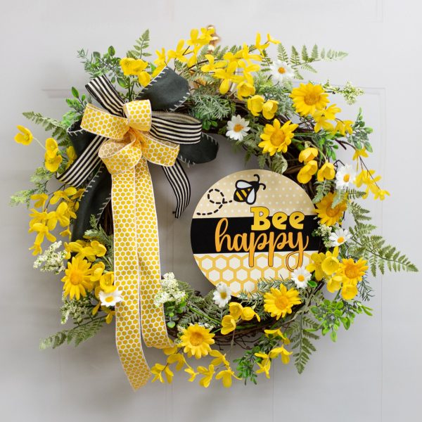 8.5  Round Waterproof Sign: Bee Happy Honeycomb Online now