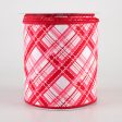 4  Diagonal Dash Plaid Ribbon: White, Pinks, Red (10 Yards) Hot on Sale