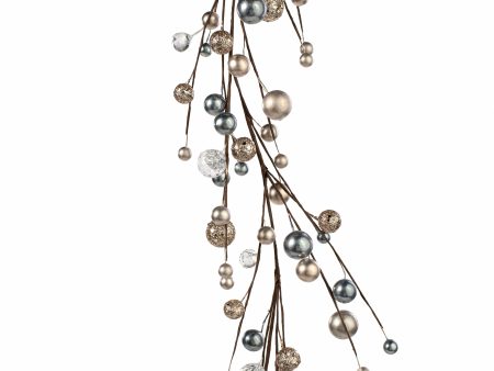 5  Glittered Ball & Diamond Garland: Smoke Blue & Champagne on Sale