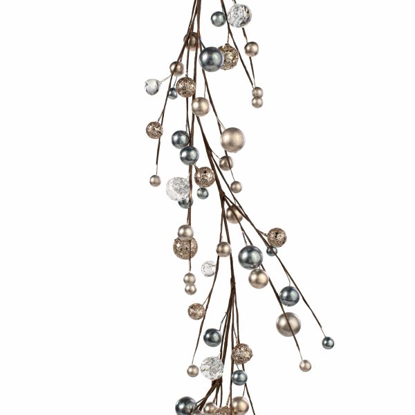 5  Glittered Ball & Diamond Garland: Smoke Blue & Champagne on Sale