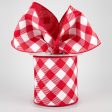 4  Diagonal Check Ribbon: Red & White (10 Yards) Sale