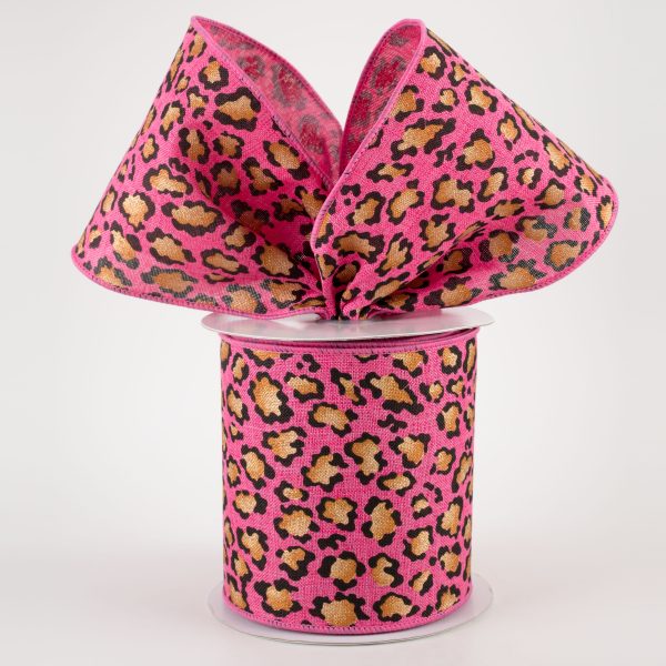 4  Metallic Animal Print Ribbon: Hot Pink (10 Yards) For Discount