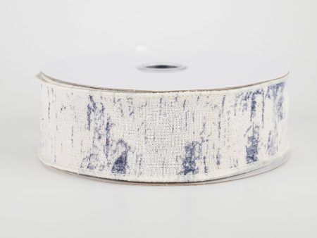 1.5  Cotton Birch Bark Ribbon: Ivory, Smoke Blue, Navy (10 Yards) on Sale