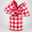 4  Printed Plaid Check Ribbon: Red & White (10 Yards) For Cheap