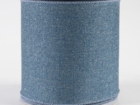 4  Fine Glitter on Royal Ribbon: Smoke Blue (10 Yards) For Discount