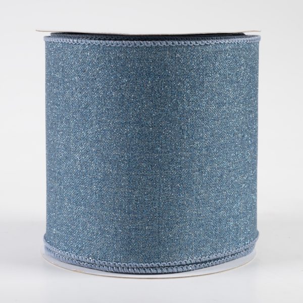 4  Fine Glitter on Royal Ribbon: Smoke Blue (10 Yards) For Discount