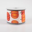 2.5  Stitch Pumpkin Check Edge Ribbon: Ivory (10 Yards) Supply