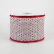 2.5  Swiss Dots Ribbon: Light Grey & Red (10 Yards) Fashion