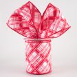 4  Diagonal Dash Plaid Ribbon: White, Pinks, Red (10 Yards) Hot on Sale