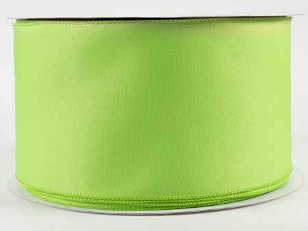 4  Diagonal Weave Fabric Ribbon: Lime Green (50 Yards) Supply