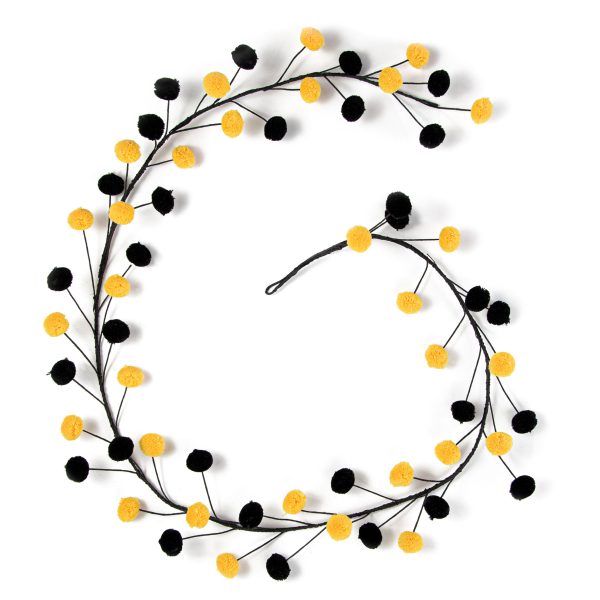 5  Pom Pom Wire Garland: Yellow & Black Online