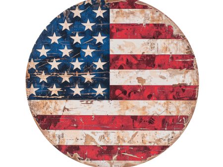 8.5  Round Waterproof Accent: Distressed American Flag Online now