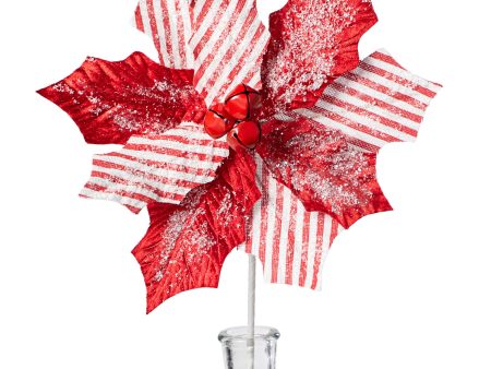 22  Holly Poinsettia Stem: Red & White Hot on Sale