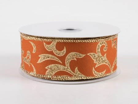 1.5  Acanthus Leaf Ribbon: Autumn & Gold (10 Yards) Fashion