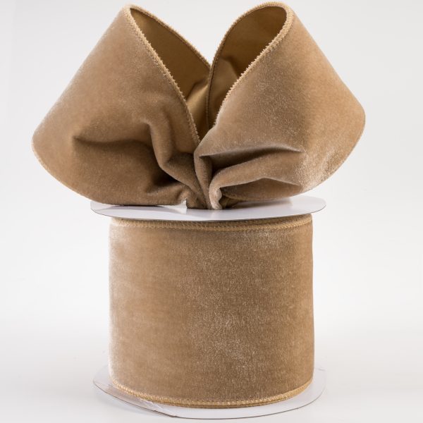 4  Deluxe Velvet Satin Backing Ribbon: Taupe (10 Yards) Supply