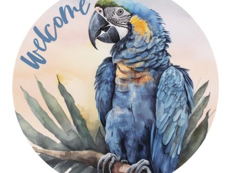 9.4  Round Waterproof Sign: Watercolor Macaw Parrot Online Sale