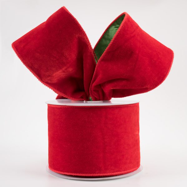 4  Deluxe Velvet Satin Backing Ribbon: Red & Green (10 Yards) Online now