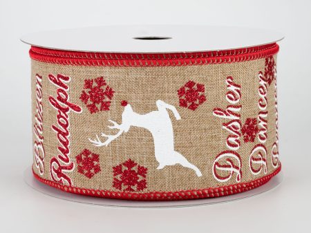 2.5  Reindeer Names Ribbon: Light Beige (10 Yards) For Sale