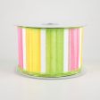 2.5  Watercolor Wide Stripe Ribbon: Yellow, Pink, Green, White (10 Yards) Online now