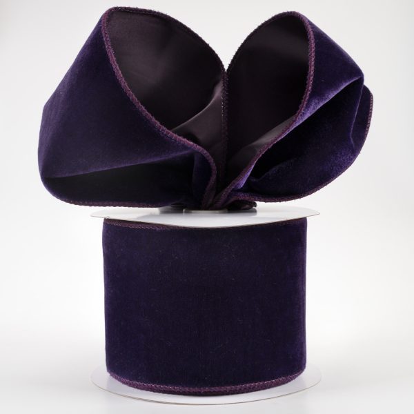 4  Deluxe Velvet Satin Backing Ribbon: Purple (10 Yards) For Sale