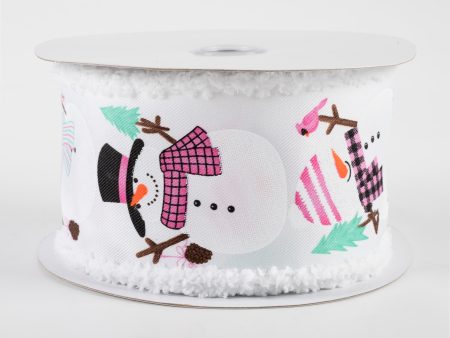 2.5  Chubby Snowman Snow Edge Ribbon: White, Pink, Mint (10 Yards) For Discount