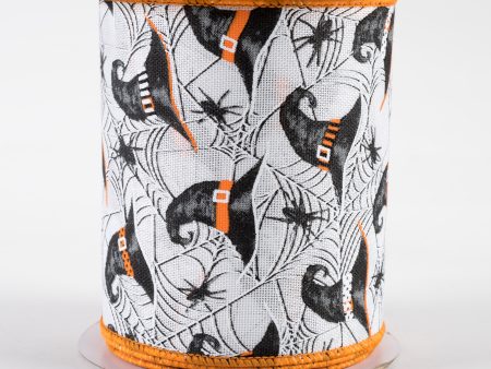 4  Witch Hats and Spiders Ribbon: White (10 Yards) Cheap