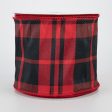 4  Plaid Faux Dupioni Ribbon: Black & Red (10 Yards) Hot on Sale