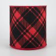 4  Diagonal Stripe Check Ribbon: Red & Black (10 Yards) on Sale