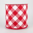 4  Diagonal Check Ribbon: Red & White (10 Yards) Sale