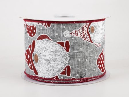 2.5  Christmas Gnomes Ribbon: Grey (10 Yards) Fashion