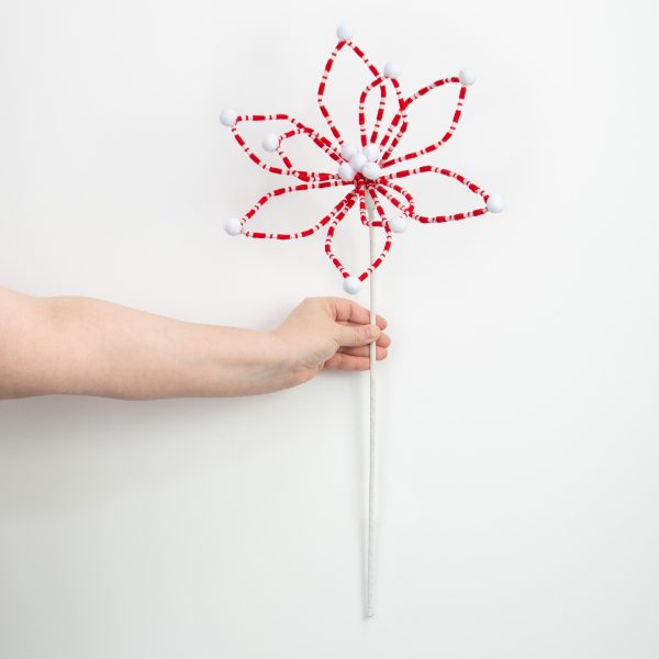 22  Loop Poinsettia Stem: Red & White Fashion