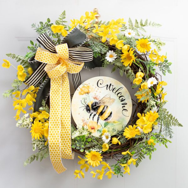 8.5  Round Waterproof Sign: Watercolor Welcome Bee For Discount