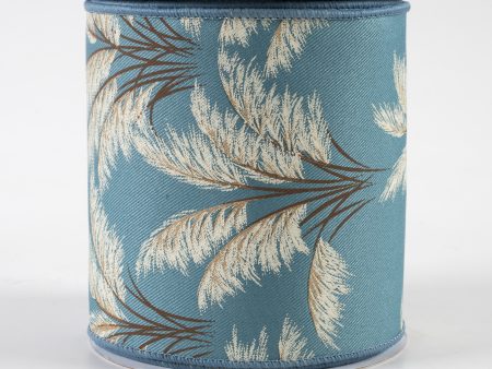 4  Pampas Grass Ribbon: Smoke Blue (10 Yards) Discount