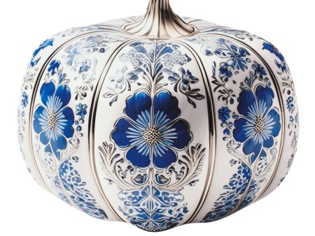 10  Waterproof Accent: Blue Floral Pumpkin For Sale