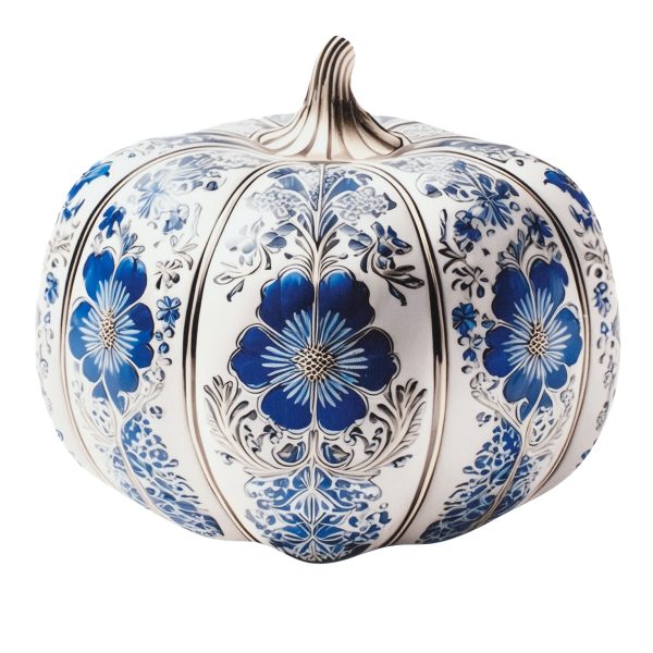 10  Waterproof Accent: Blue Floral Pumpkin For Sale